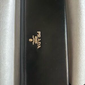 Prada Black Card Holder with Gold Chain